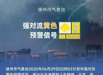 大雨！局部暴雨！8级大风！刚刚，徐州气象发布黄色预警